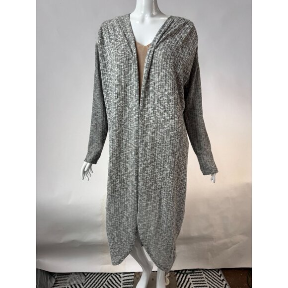 Anthropologie Gray Textured Knit Long Open Cardigan Large - Picture 1 of 16